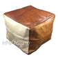 MPW Plaza® Pouf Square, Tri-Tone, 15" x 18" Topshelf Moroccan Leather,  couture ottoman (Stuffed) freeshipping - MPW Plaza®