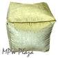 MPW Plaza® Velvet Square Pouf Green tone 18" x 18" Topshelf Velvet,  ottoman (Stuffed) freeshipping - MPW Plaza®