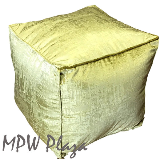MPW Plaza® Velvet Square Pouf Green tone 18" x 18" Topshelf Velvet,  couture ottoman (Stuffed) freeshipping - MPW Plaza®