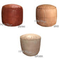 MPW Plaza® Pouf Tabouret Round, Sand tone, 15" x 18" Topshelf Moroccan Leather,  ottoman (Cover) freeshipping - MPW Plaza®
