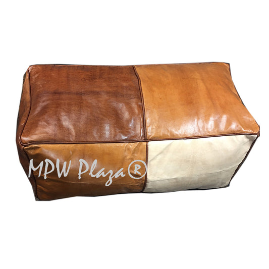 MPW Plaza® Rectangle Pouf Square TriTone 35" x 15" x 18" Topshelf Moroccan Leather Limited edition exclusive ottoman (Cover) freeshipping - MPW Plaza®