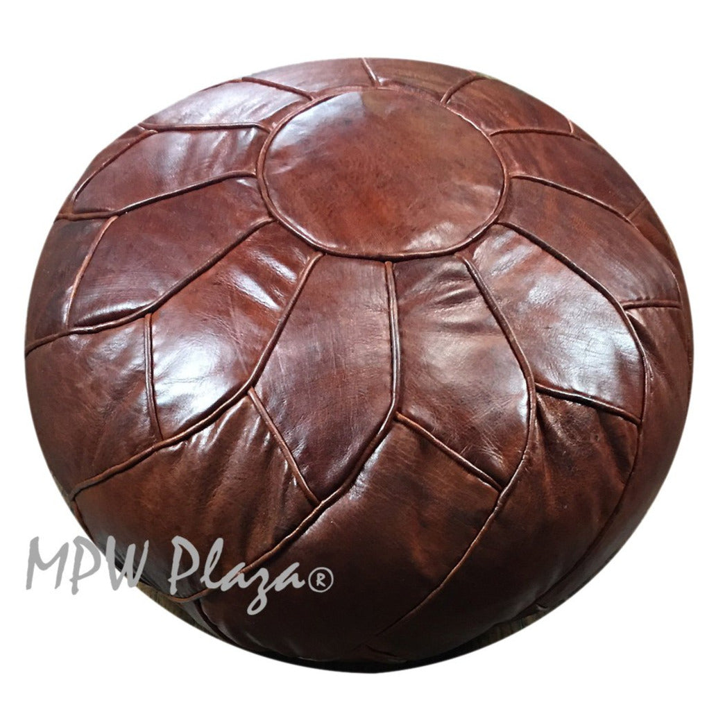 MPW Plaza® Turbo Retro Moroccan Pouf, Brown tone, 14" x 20" Topshelf Moroccan Leather,  couture ottoman (Premium) freeshipping - MPW Plaza®