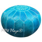 MPW Plaza® Moroccan Pouf, Turquoise tone, 14" x 20" Topshelf Moroccan Leather,  couture ottoman (Stuffed) freeshipping - MPW Plaza®