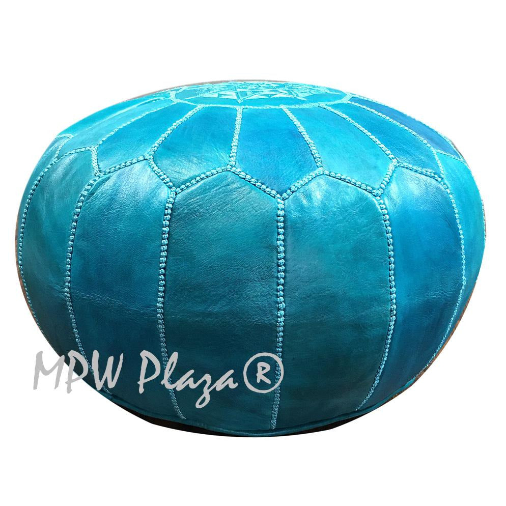 MPW Plaza® Moroccan Pouf, Turquoise tone, 14" x 20" Topshelf Moroccan Leather,  couture ottoman (Cover) freeshipping - MPW Plaza®