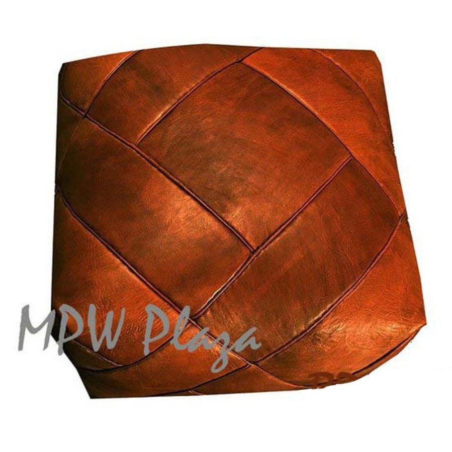 MPW Plaza® ZigZag Moroccan Pouf, Brown tone, Square 16" x 26" crafted by hand, Premium Moroccan Leather, Limited edition exclusive, couture ottoman (Cover) freeshipping - MPW Plaza®