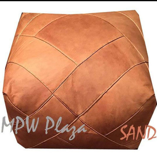 MPW Plaza® ZigZag Moroccan Pouf Sand Square 16" x 26" crafted by hand Premium Moroccan Leather Limited edition exclusive couture ottoman (Stuffed) freeshipping - MPW Plaza®