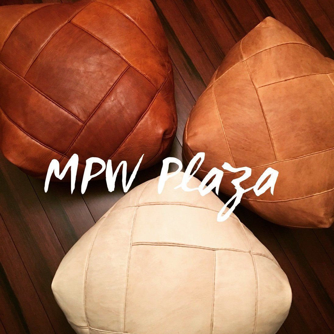 MPW Plaza® ZigZag Moroccan Pouf Sand Square 16" x 26" crafted by hand Premium Moroccan Leather Limited edition exclusive couture ottoman (Stuffed) freeshipping - MPW Plaza®